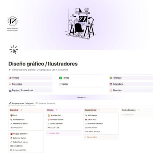 Plantilla de Notion para diseñadores gráficos